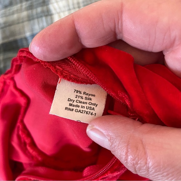 Eva Franco Silk Daphne Top Blouse One Shoulder Velvet Red Ruched: 10 - Picture 9 of 14